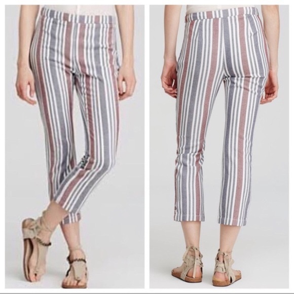 Free People Multicolored Striped Linen Blend Pants Size 8‎ - Picture 1 of 9